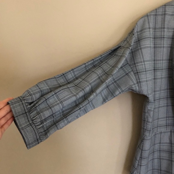 Halogen grey plaid ballon sleeve wrap shirt - Picture 6 of 9